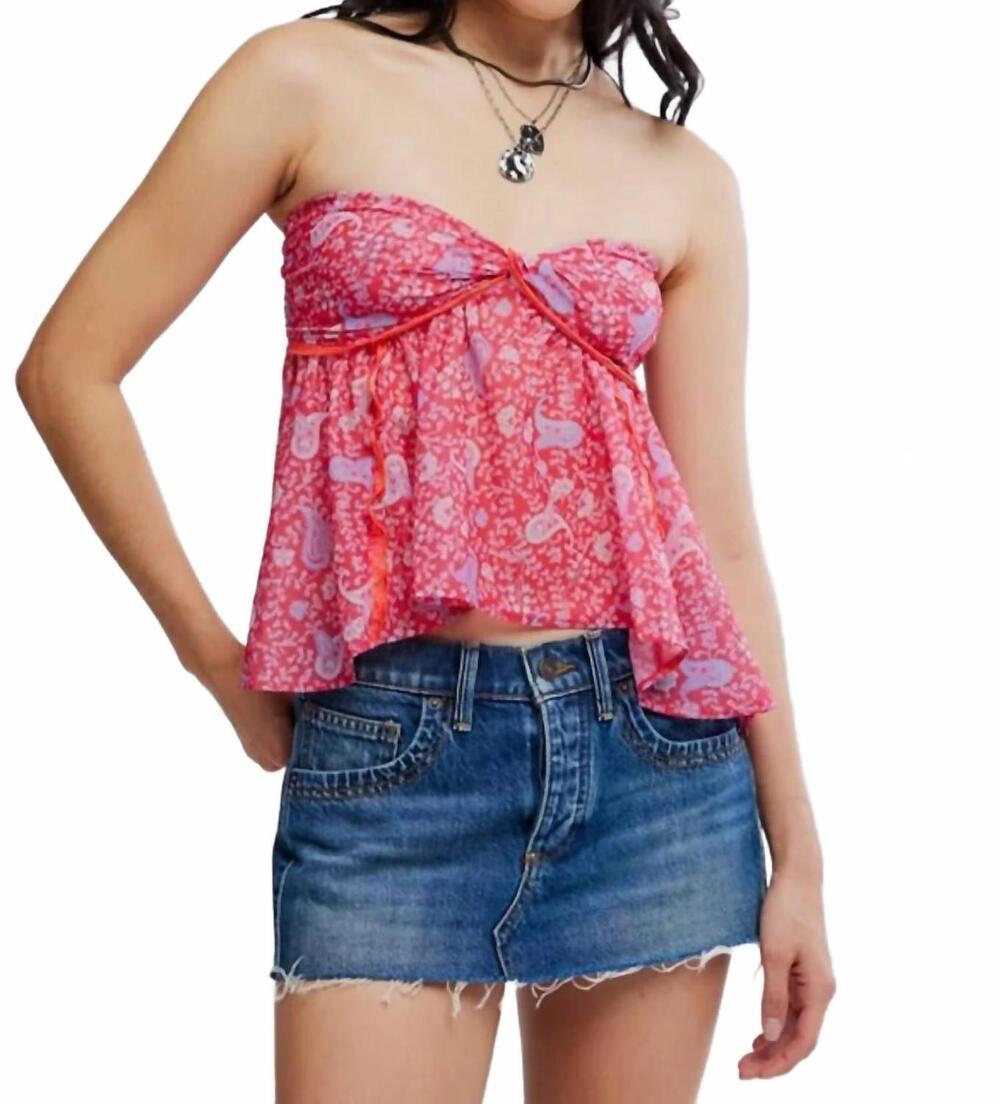 NEW FREE PEOPLE malia tube top in red